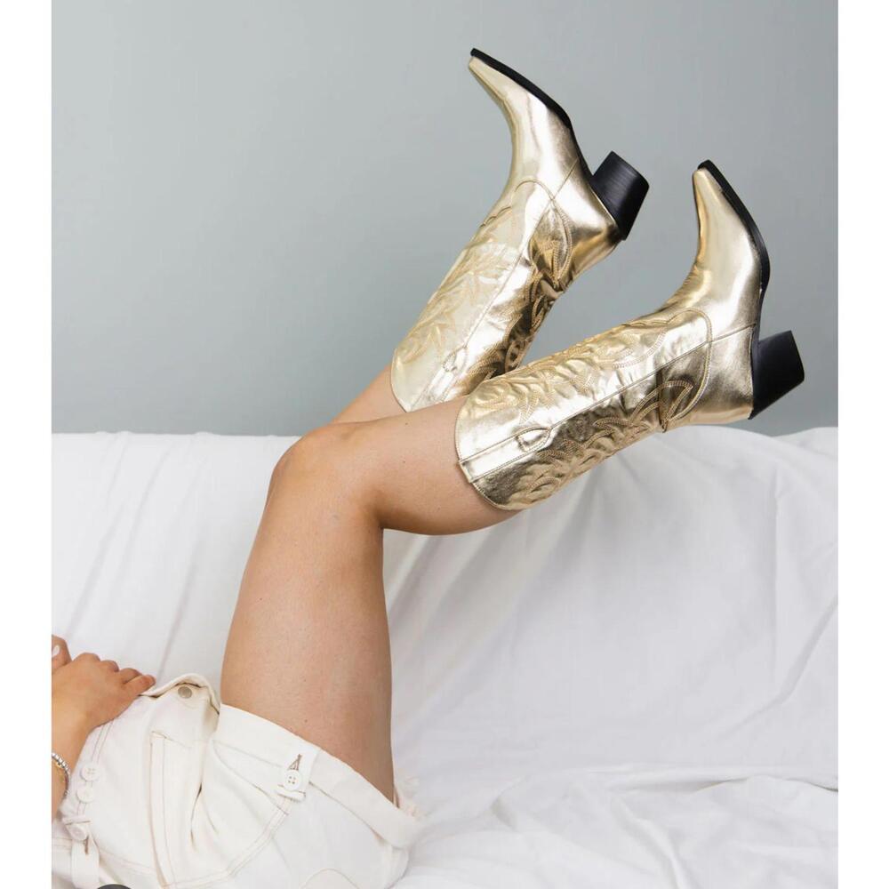 Billini Danaro Cowboy Boots Womens Western Metallic gold